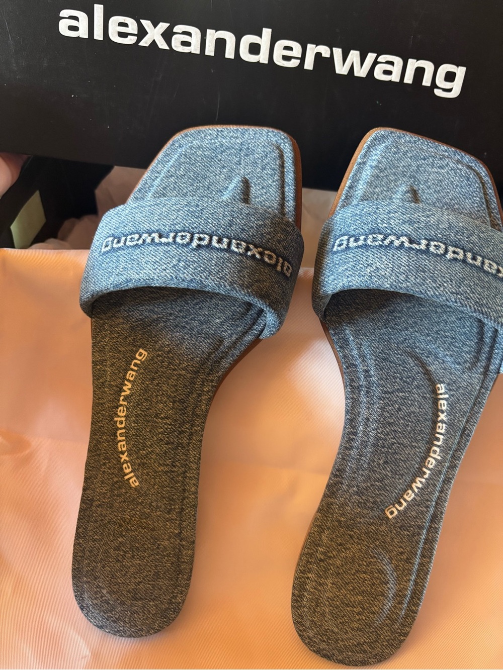 Alexander Wang Denim Slide Sandals - Blue